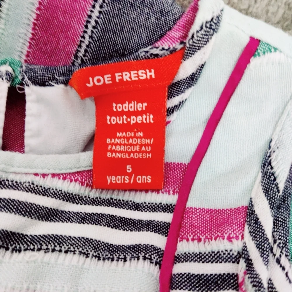 Joe Fresh Girl's Striped 100% Cotton Dress Size 5T Lined Bohemian Summer - Picture 2 of 9